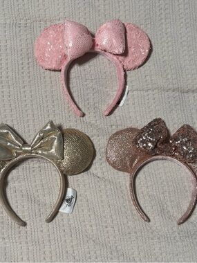 Disney Parks Authentic Minnie Ears Bundle 3 Pairs Glam Neutrals